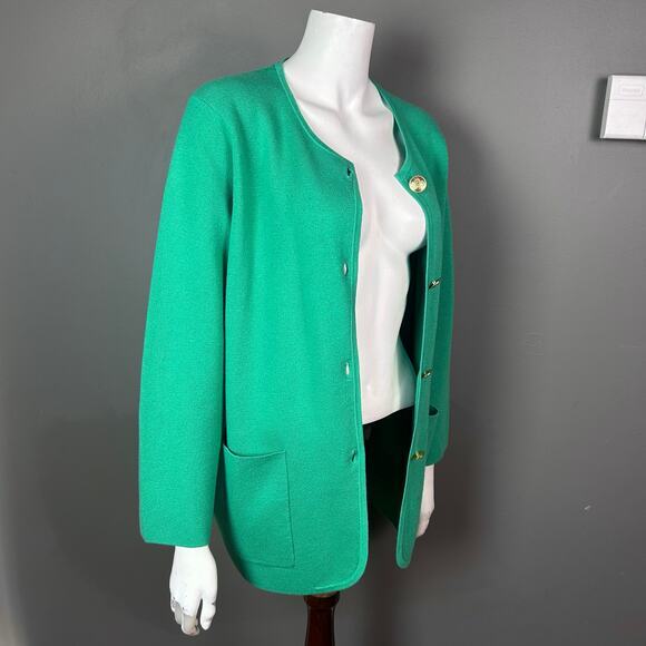 J. Crew sweater cardigan medium kelly green gold buttons academia old money wool - Picture 5 of 11